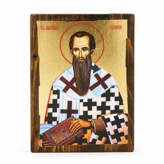 Икона на св. Василий Велики върху дърво, 17 × 23 см
