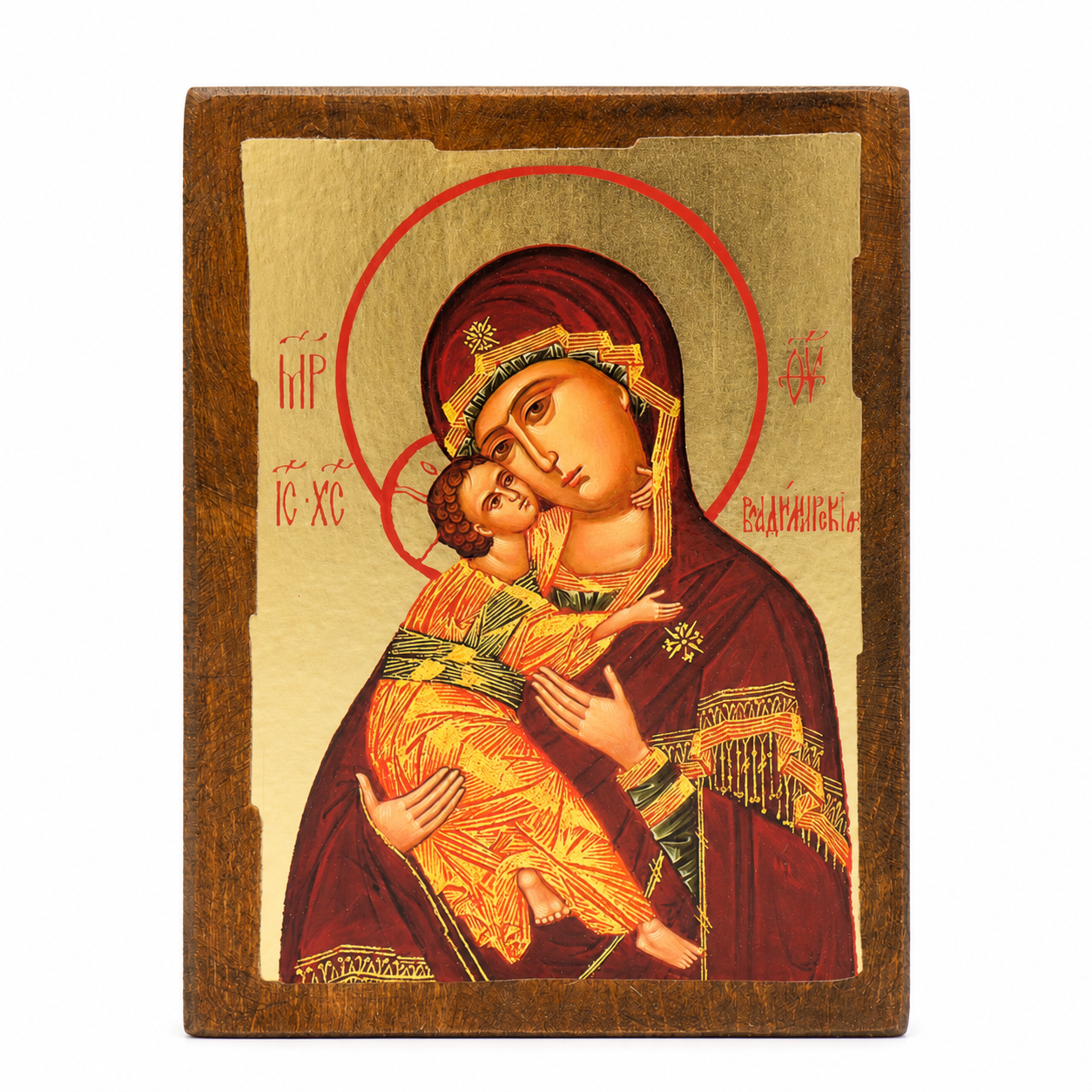 Икона на Владимирската Света Богородица върху дърво, 17 × 23 см