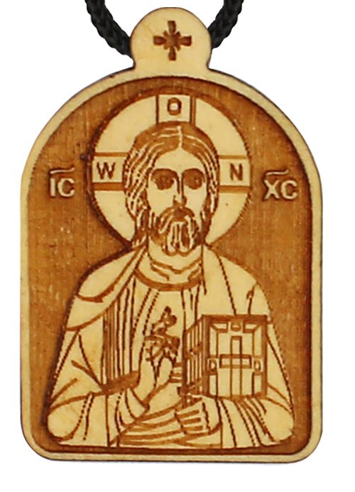 Деревянный медальон с ликом Спасителя
